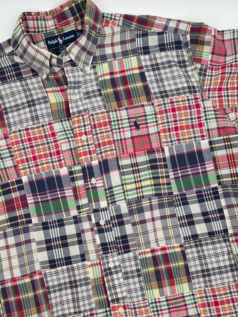 Ralph Lauren Blake Patchwork Madras Shirt XL 100% Cotton India Plaid Button Down